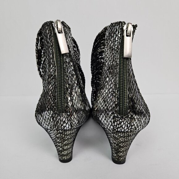 Kelsi Dagger Ryton Silver Metallic Snake Embossed Leather Ankle Strap Wedge 7.5 - Picture 4 of 13